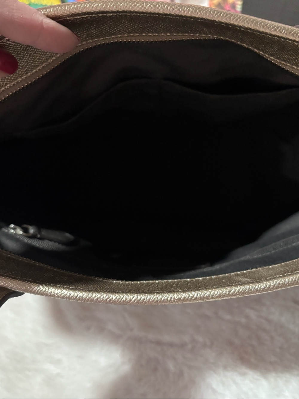Coach Metallic Champagne Leather Tote - Picture 3 of 3